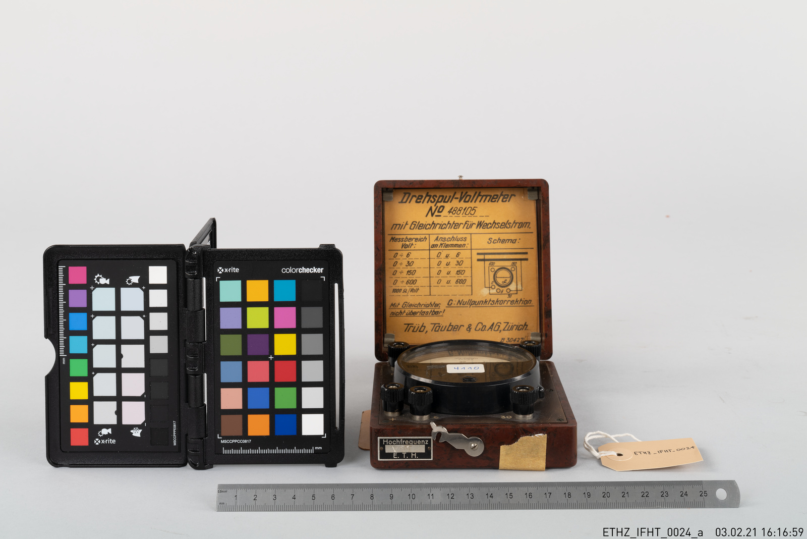 Drehspul-Voltmeter 488105 mit Gleichrichter für Wechselstrom, Trüb Täuber + Co. AG