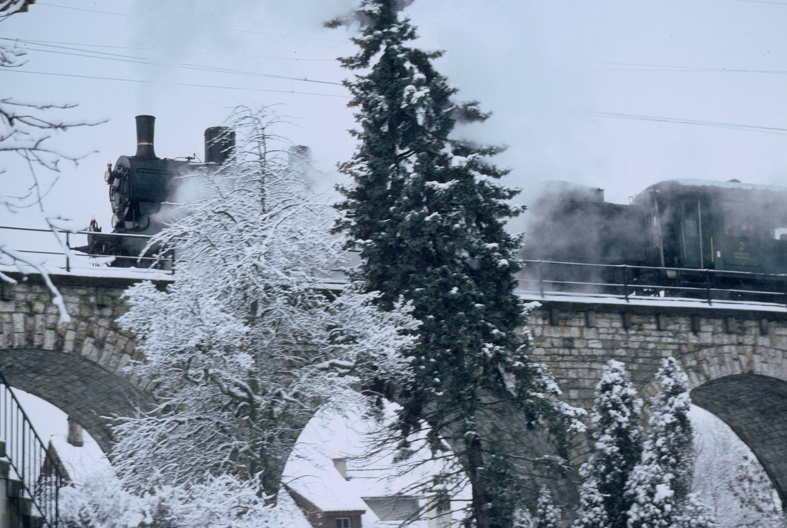 Feuerthalen, Rheinbrücke Schaffhausen-Feuerthalen, Dampfzug mit SBB Lok A 3/5