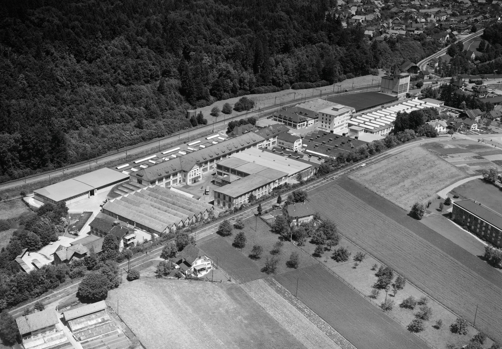 Roggwil (BE), Brunnmatt, Textilfabrik Gugelmann, Blick nach Norden (N)