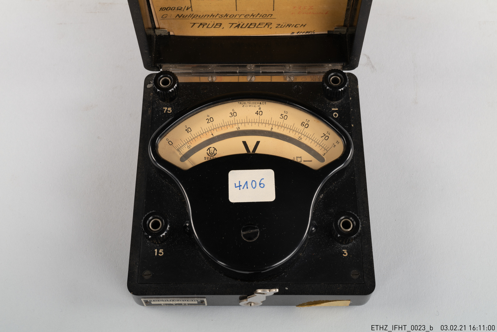 Drehspul-Voltmeter 558504 mit Gleichrichter für Wechselstrom, Trüb Täuber + Co. AG