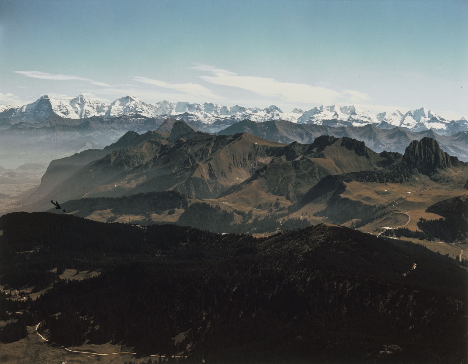Berner Alpen, Hochalpen-Panorama mit Eiger, Mönch & Jungfrau, Blick nach Südosten (SE)