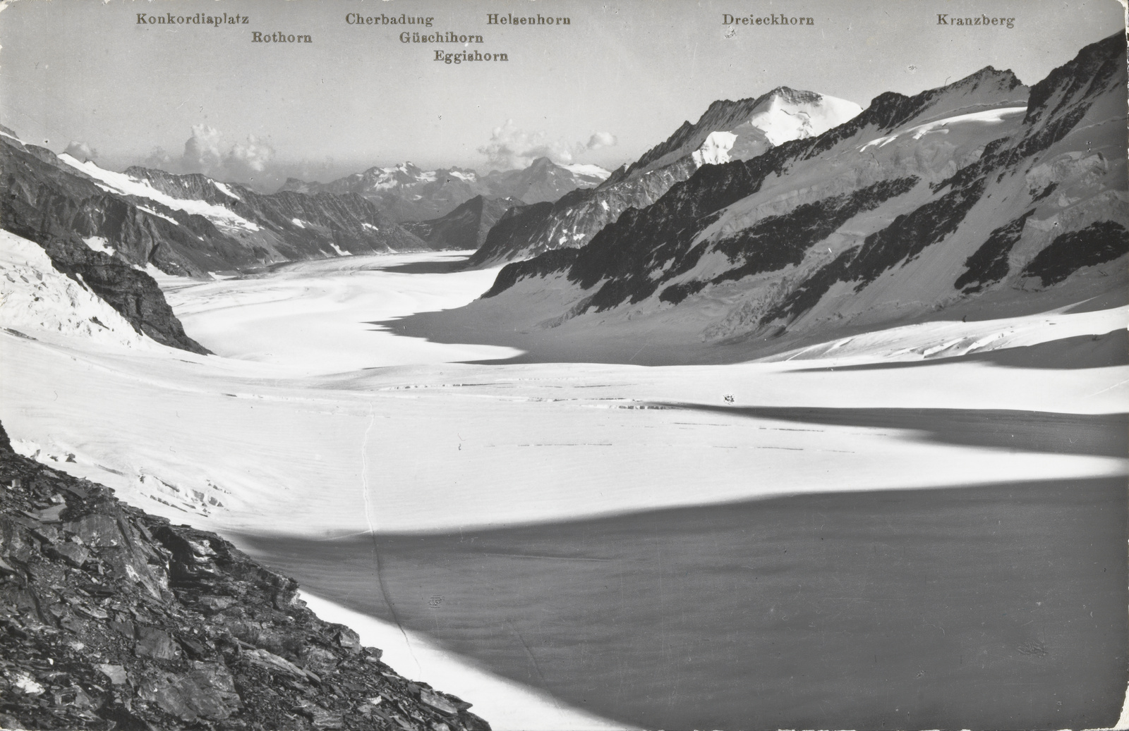 Jungfraubahn, Blick v. Jungfraujoch, Jungfraufirn u. Gr. Aletschgletscher