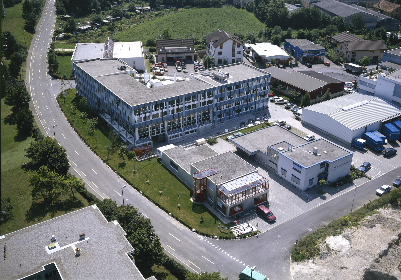 Arlesheim, Obere Widen, Talstrasse, Capsugel AG, Blick nach Südwesten (SW)