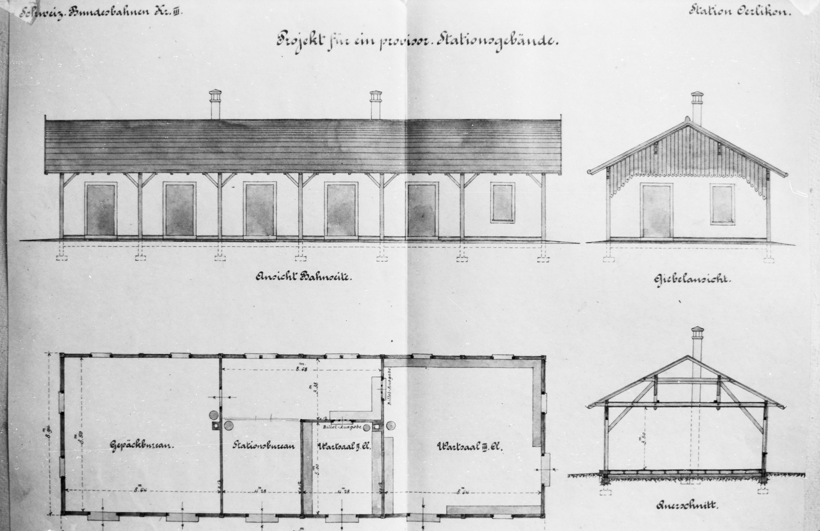 Oerlikon, Projekt für provisorisches Stationsgebäude